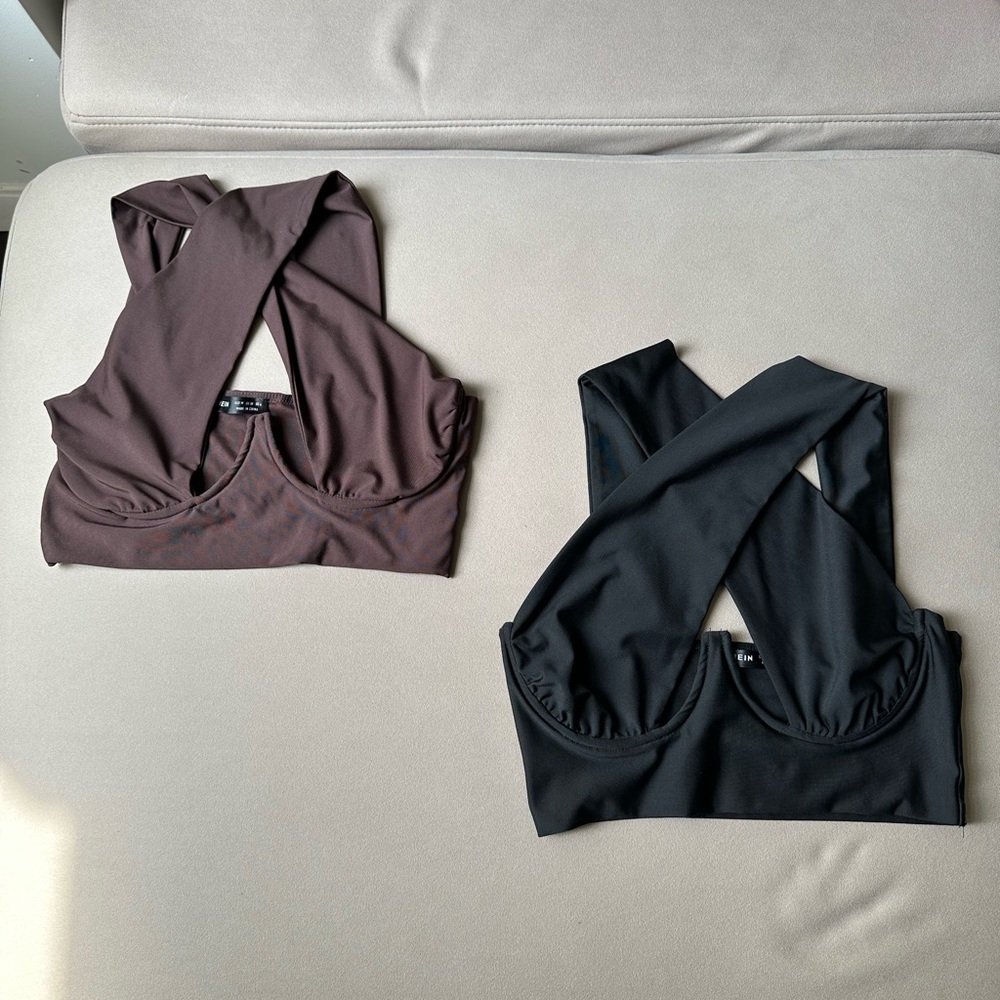 Cross-front Underwire Crop Tanks